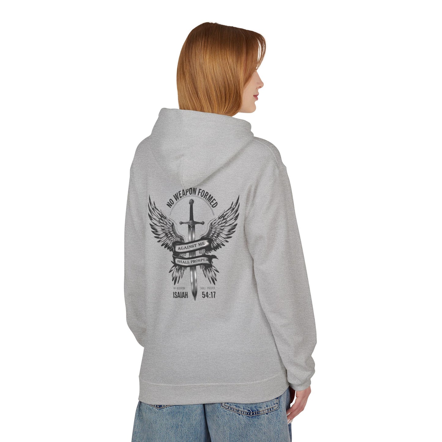 Isaiah 54:17 Midweight Softstyle Fleece Hoodie