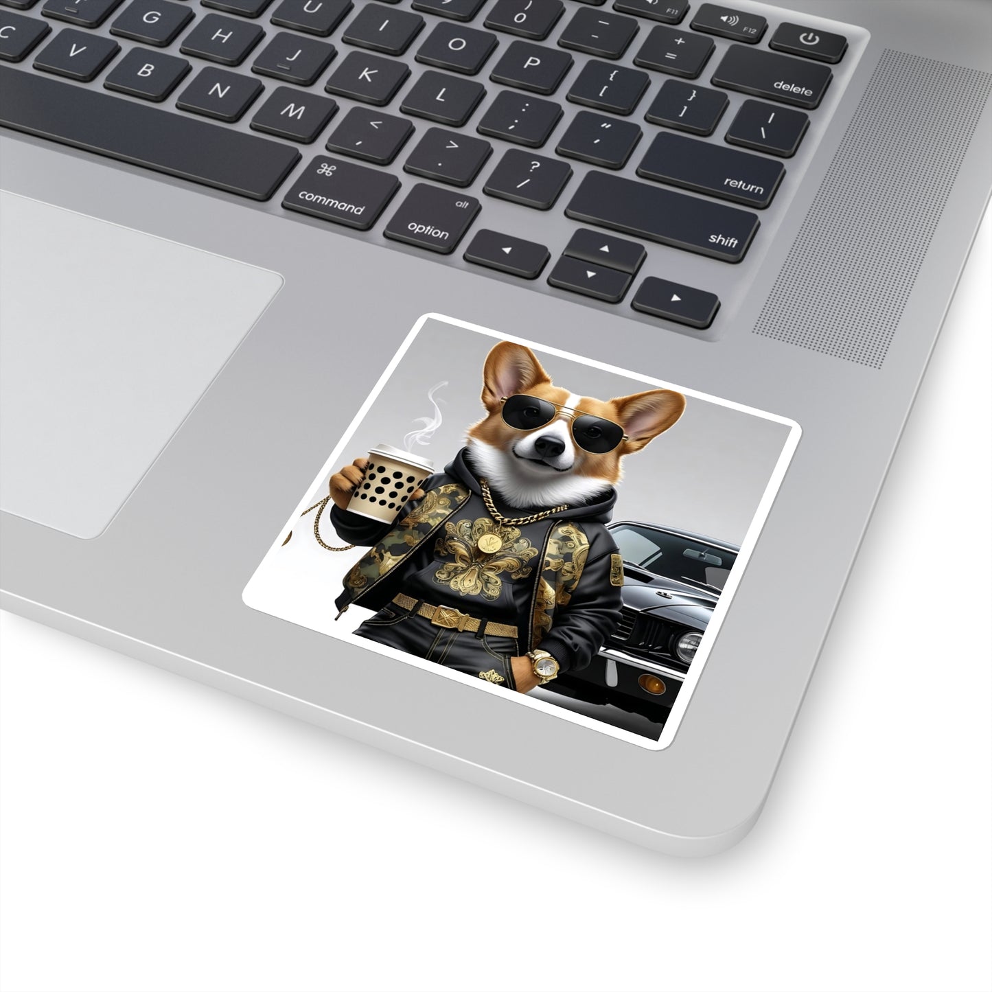 Cool Corgi Square Stickers - Fun Pet Decor, Laptop Stickers, Dog Lover Gift, Unique Room Decor, Animal Art