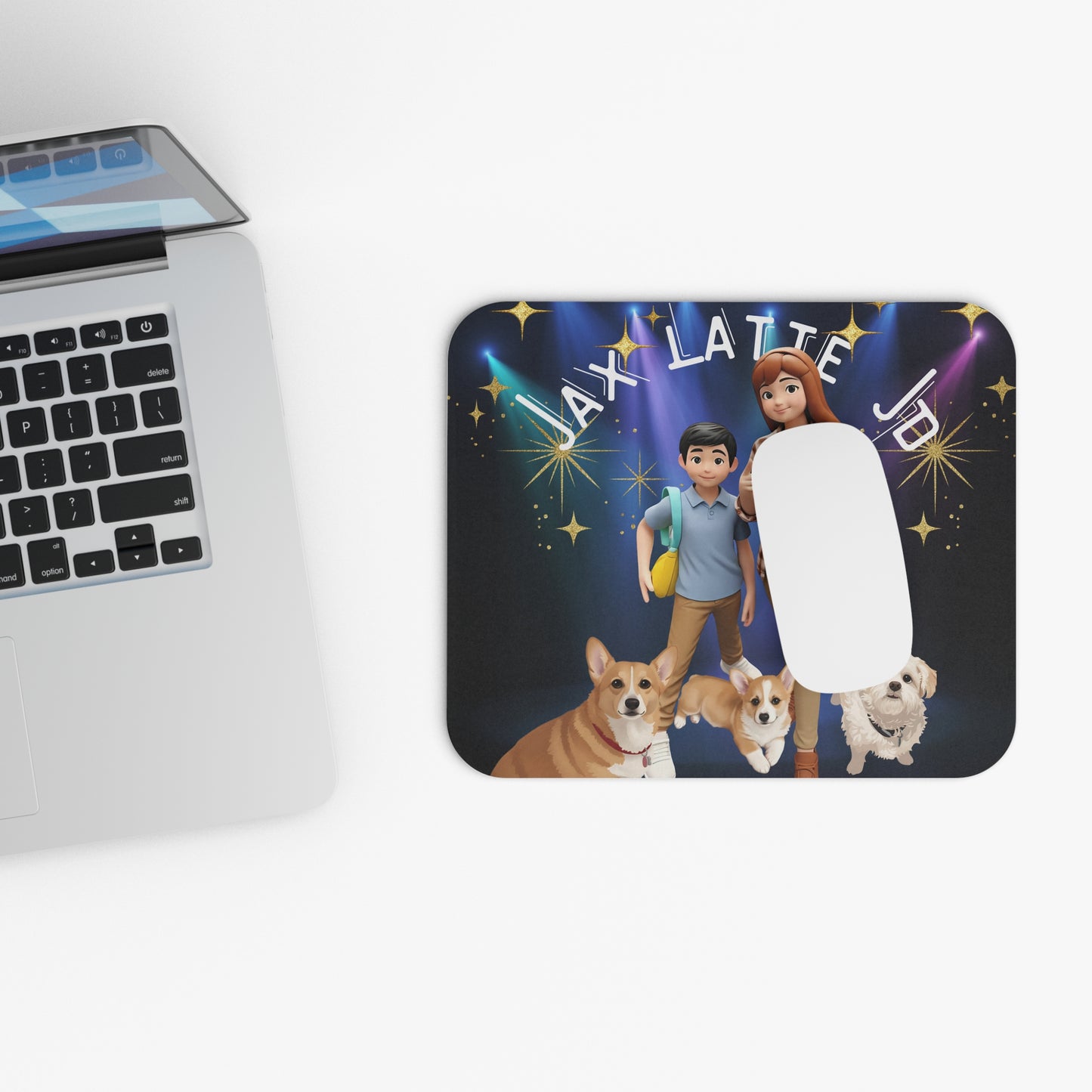 Jax Latte JD Family & Pets Mouse Pad - Cozy Cartoon Design, Rectangle Mousepad, Desk Accessory, Office Decor, Personalized Gift, Custom