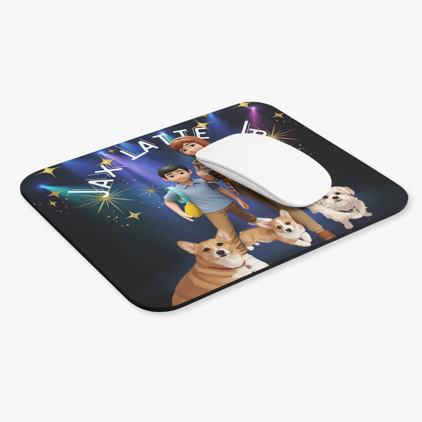 Jax Latte JD Family & Pets Mouse Pad - Cozy Cartoon Design, Rectangle Mousepad, Desk Accessory, Office Decor, Personalized Gift, Custom