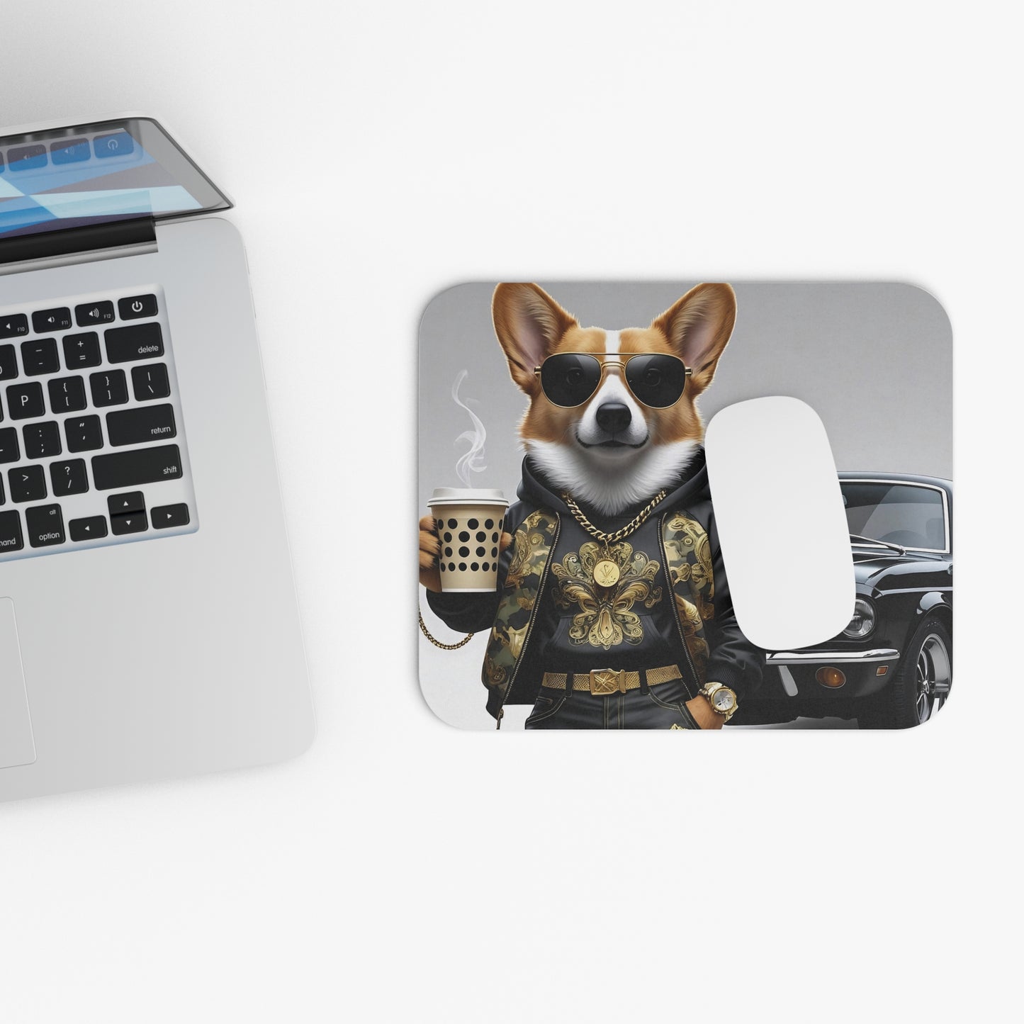Cool Corgi Mouse Pad, Dog Lover Gift, Desk Accessories, Unique Mousepad, Fun Office Decor, Pet Themed Gifts