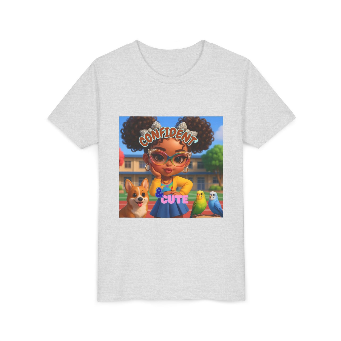 Confident & Cute Youth Tee - Fun Graphic Tee for Kids, Stylish Short Sleeve Shirt, Birthday Gift, Everyday Wear, Summer Outfit