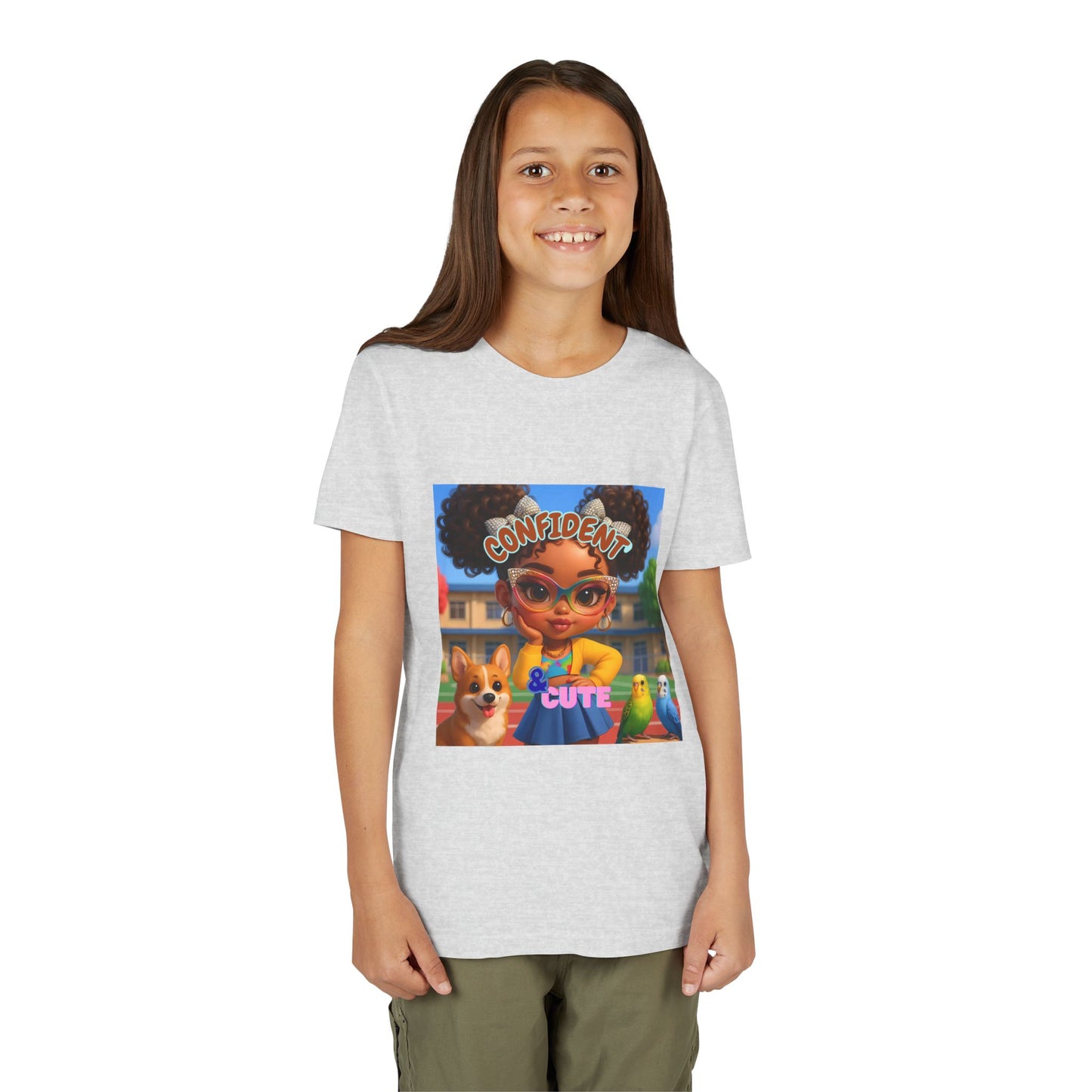 Confident & Cute Youth Tee - Fun Graphic Tee for Kids, Stylish Short Sleeve Shirt, Birthday Gift, Everyday Wear, Summer Outfit