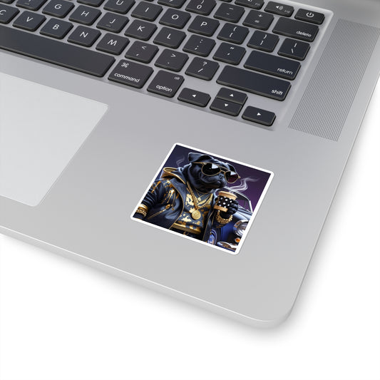 Cool Pug Square Stickers - Fun Pet Decor, Laptop Stickers, Dog Lover Gift, Unique Room Decor, Animal Art