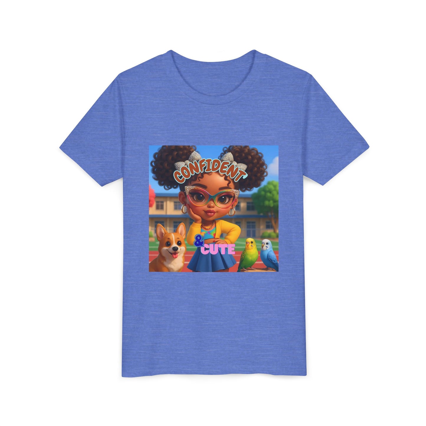 Confident & Cute Youth Tee - Fun Graphic Tee for Kids, Stylish Short Sleeve Shirt, Birthday Gift, Everyday Wear, Summer Outfit