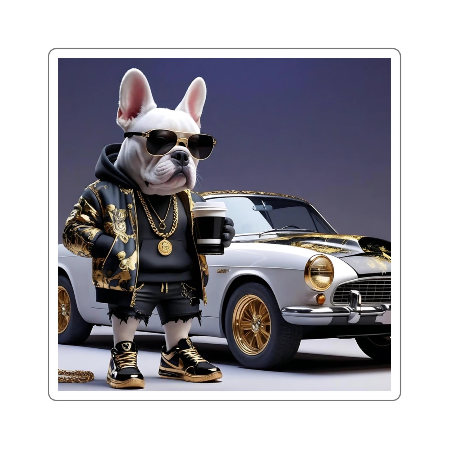 Cool Frenchie Square Stickers - Fun Pet Decor, Laptop Stickers, Dog Lover Gift, Unique Room Decor, Animal Art