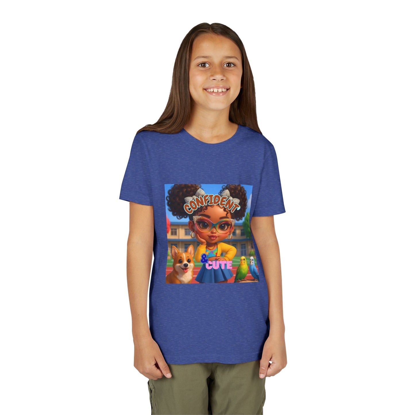 Confident & Cute Youth Tee - Fun Graphic Tee for Kids, Stylish Short Sleeve Shirt, Birthday Gift, Everyday Wear, Summer Outfit