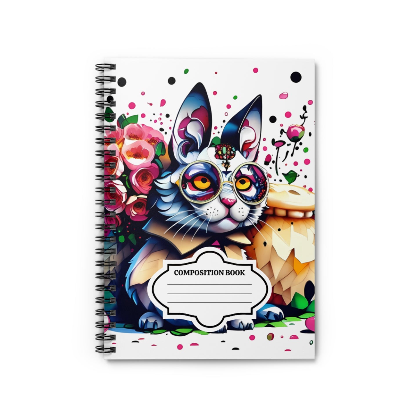 Colorful Cat Spiral Notebook, Cute Journal for Notes, Artistic Composition Book, School Supplies, Gift for Cat Lovers