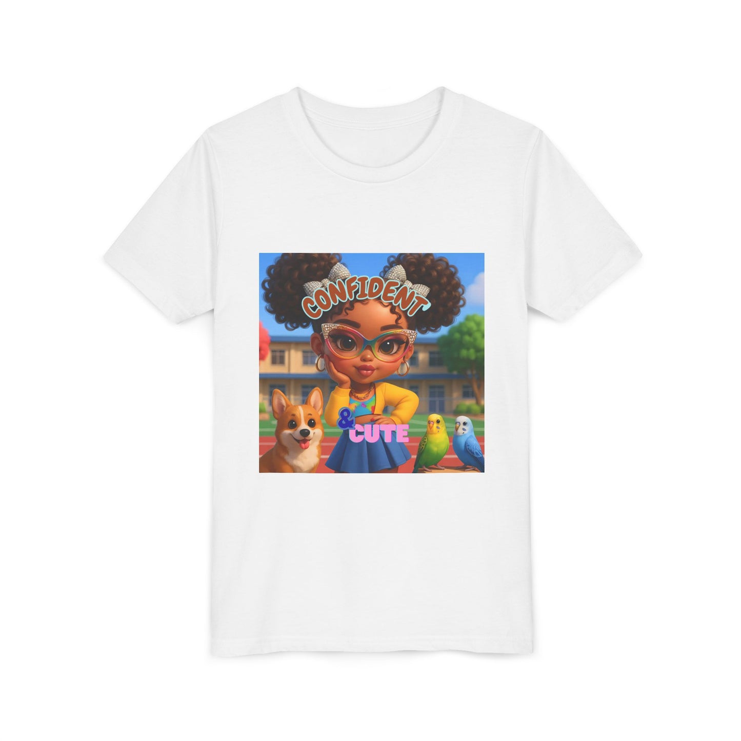 Confident & Cute Youth Tee - Fun Graphic Tee for Kids, Stylish Short Sleeve Shirt, Birthday Gift, Everyday Wear, Summer Outfit