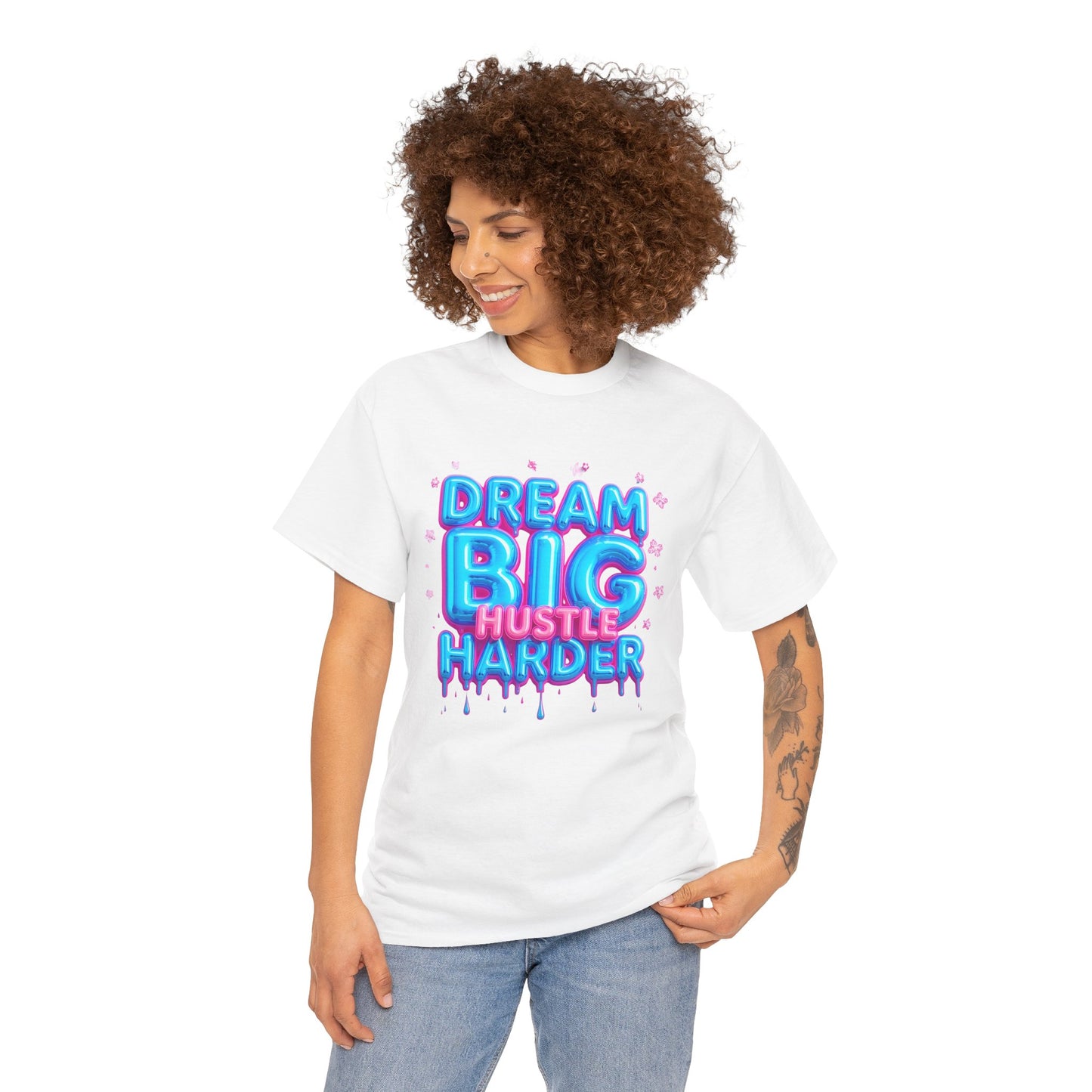 Dream Big Hustle Harder Tee, Motivational Shirt, Unisex Cotton T-Shirt, Gift for Entrepreneurs, Inspirational Wear, Everyday Comfort