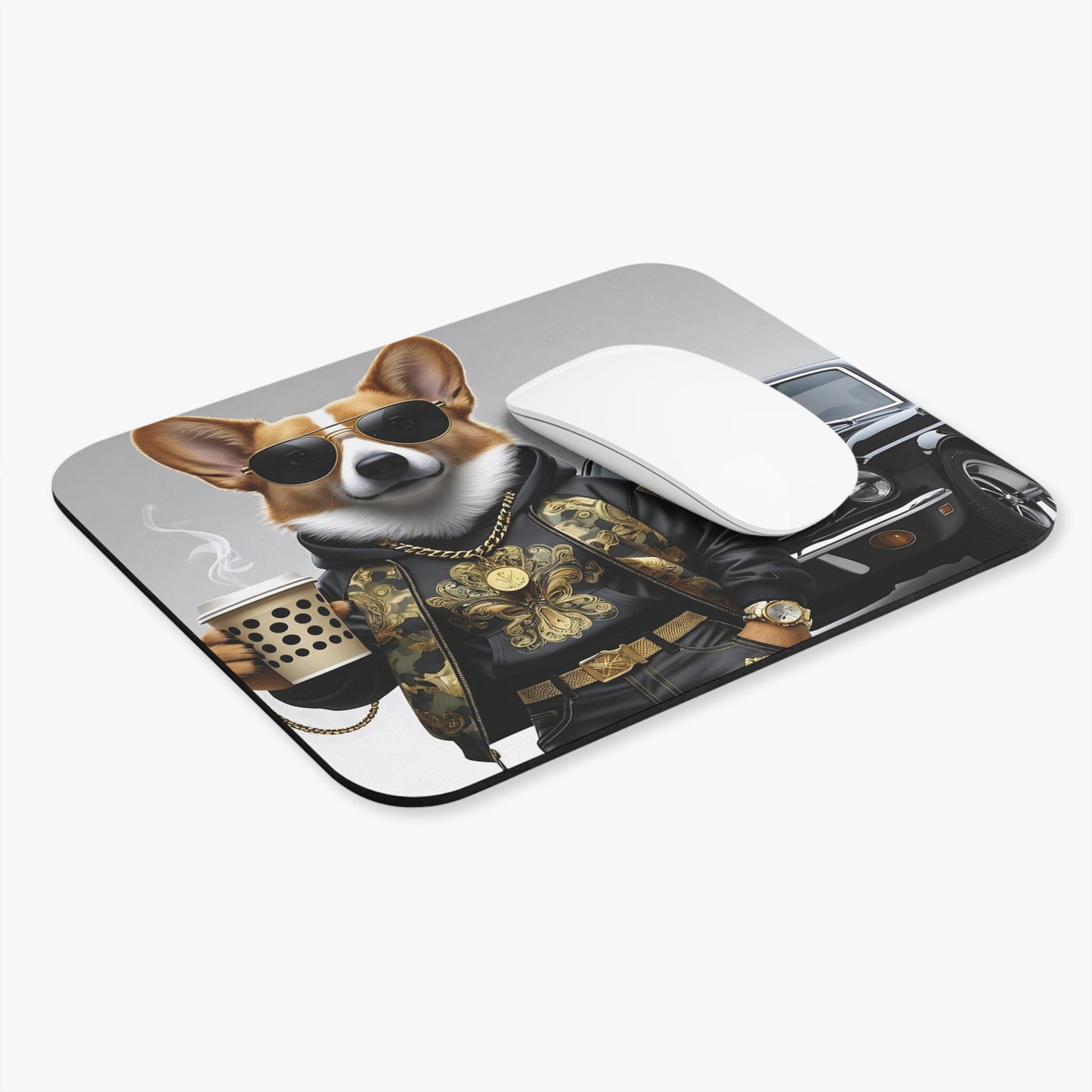 Cool Corgi Mouse Pad, Dog Lover Gift, Desk Accessories, Unique Mousepad, Fun Office Decor, Pet Themed Gifts