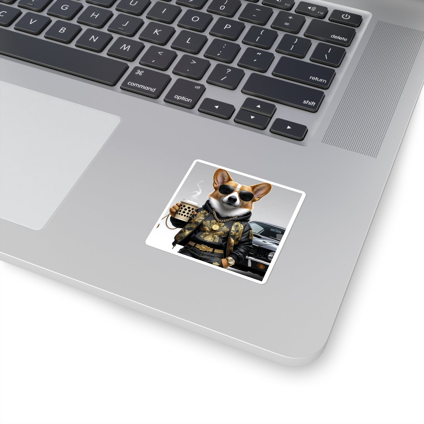 Cool Corgi Square Stickers - Fun Pet Decor, Laptop Stickers, Dog Lover Gift, Unique Room Decor, Animal Art