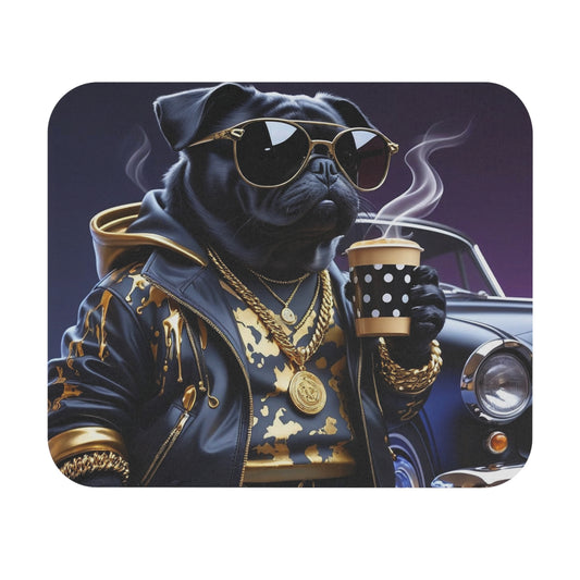 Cool Pug Mouse Pad, Dog Lover Gift, Desk Accessories, Unique Mousepad, Fun Office Decor, Pet Themed Gifts