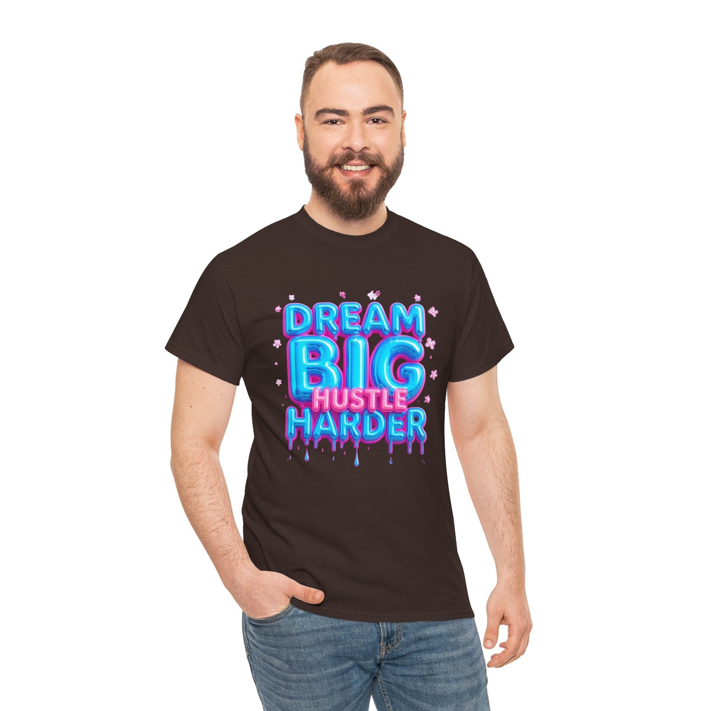 Dream Big Hustle Harder Tee, Motivational Shirt, Unisex Cotton T-Shirt, Gift for Entrepreneurs, Inspirational Wear, Everyday Comfort