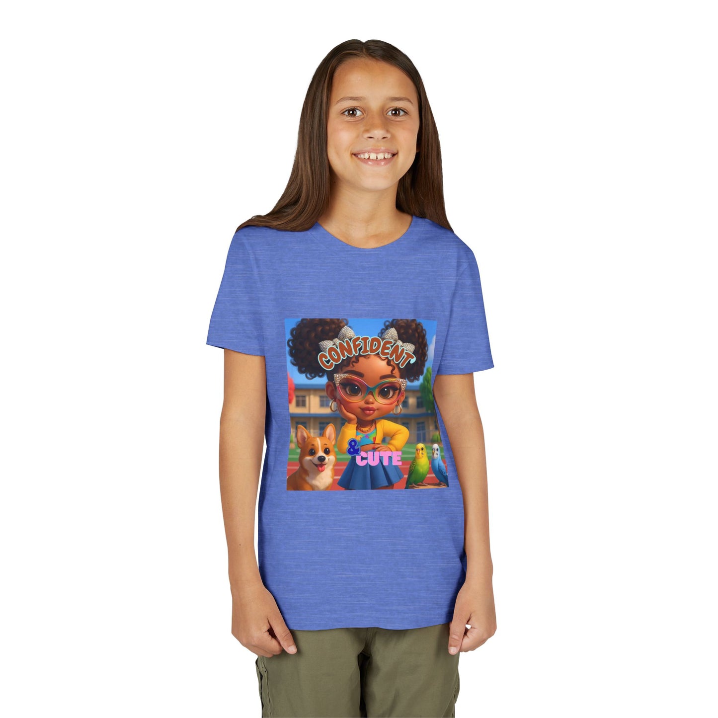 Confident & Cute Youth Tee - Fun Graphic Tee for Kids, Stylish Short Sleeve Shirt, Birthday Gift, Everyday Wear, Summer Outfit