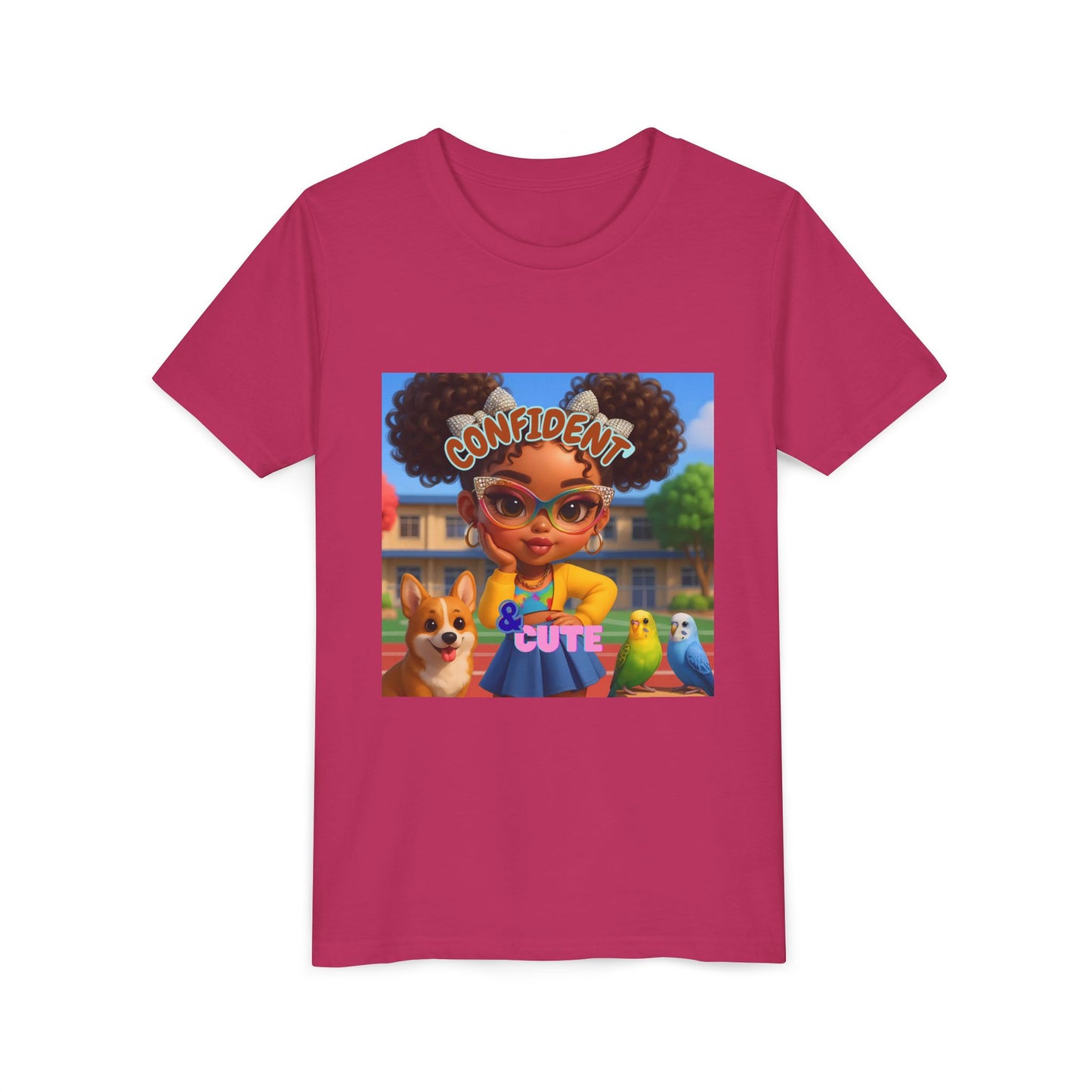 Confident & Cute Youth Tee - Fun Graphic Tee for Kids, Stylish Short Sleeve Shirt, Birthday Gift, Everyday Wear, Summer Outfit