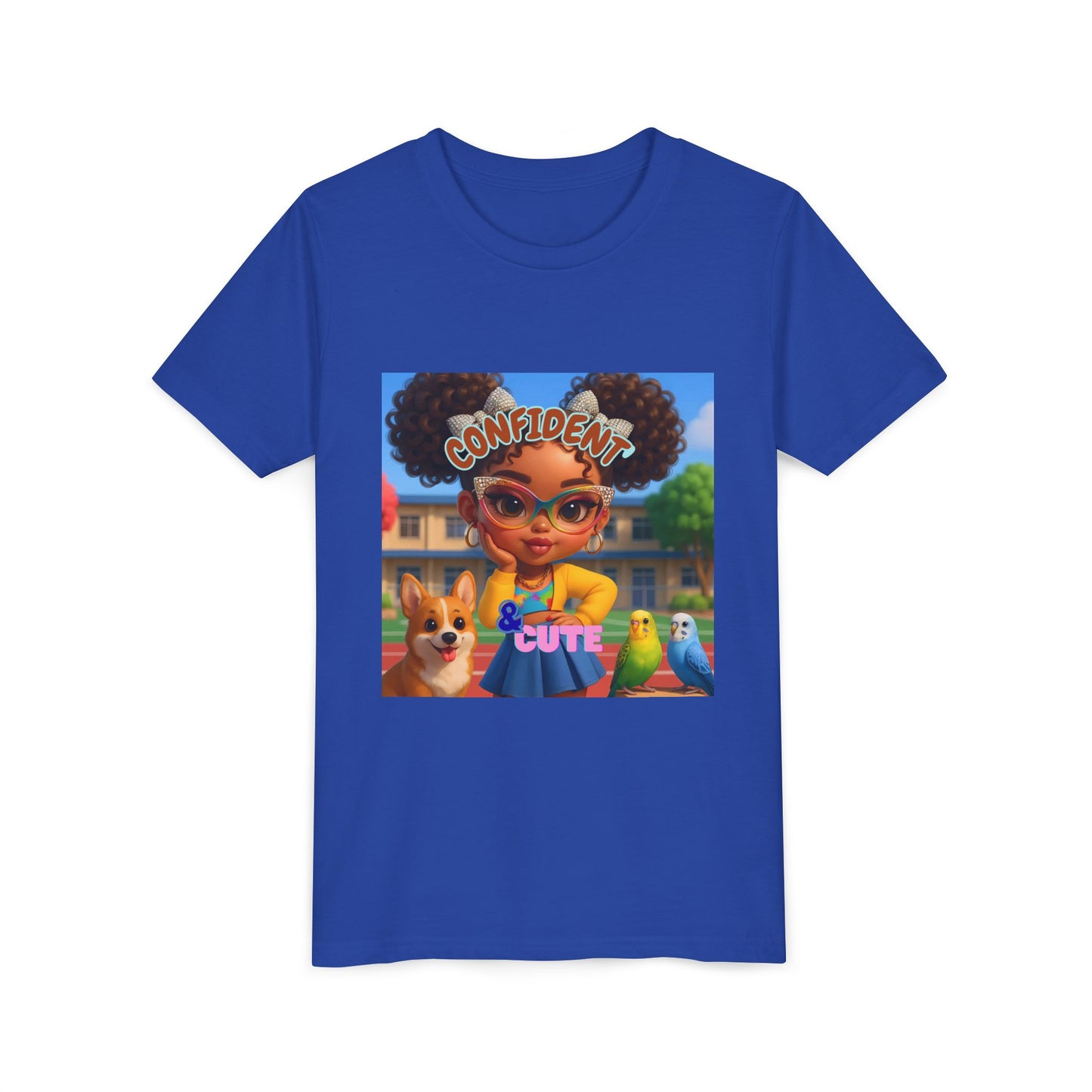 Confident & Cute Youth Tee - Fun Graphic Tee for Kids, Stylish Short Sleeve Shirt, Birthday Gift, Everyday Wear, Summer Outfit