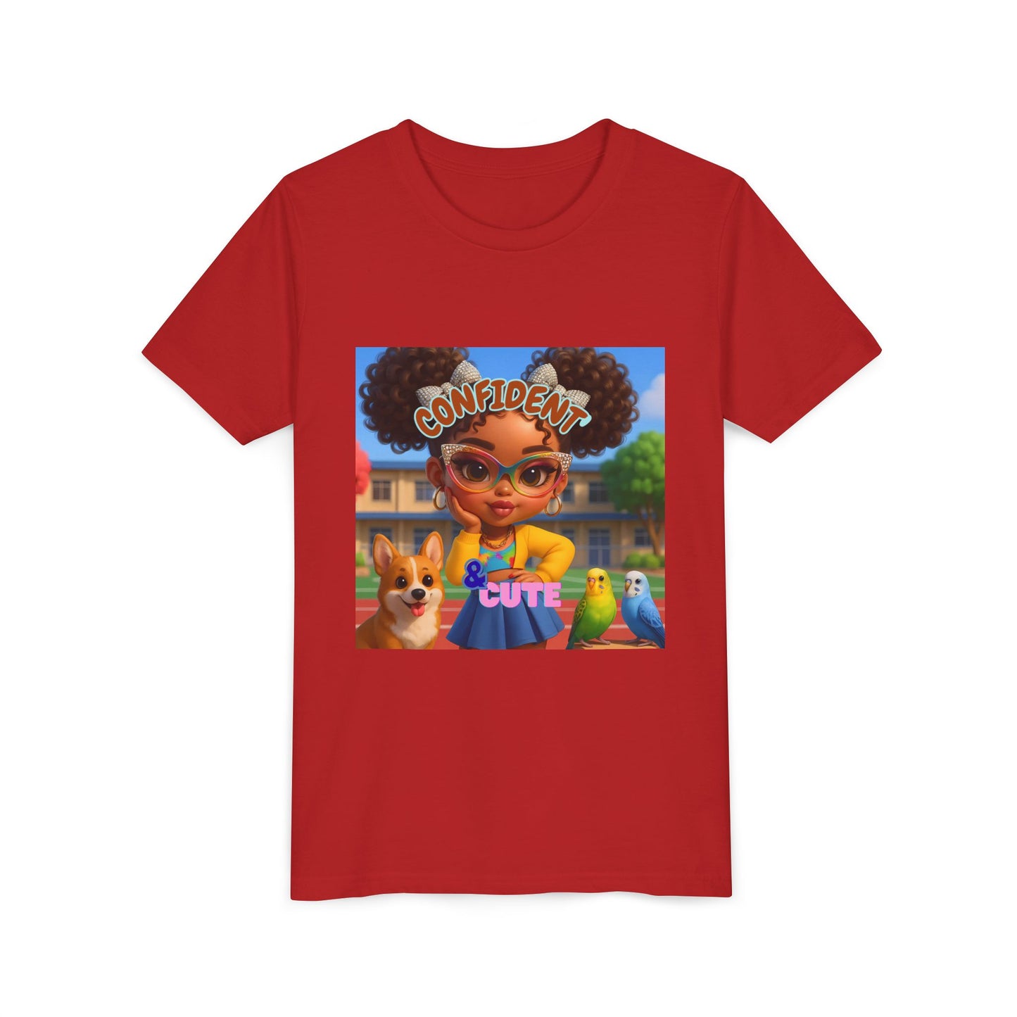 Confident & Cute Youth Tee - Fun Graphic Tee for Kids, Stylish Short Sleeve Shirt, Birthday Gift, Everyday Wear, Summer Outfit