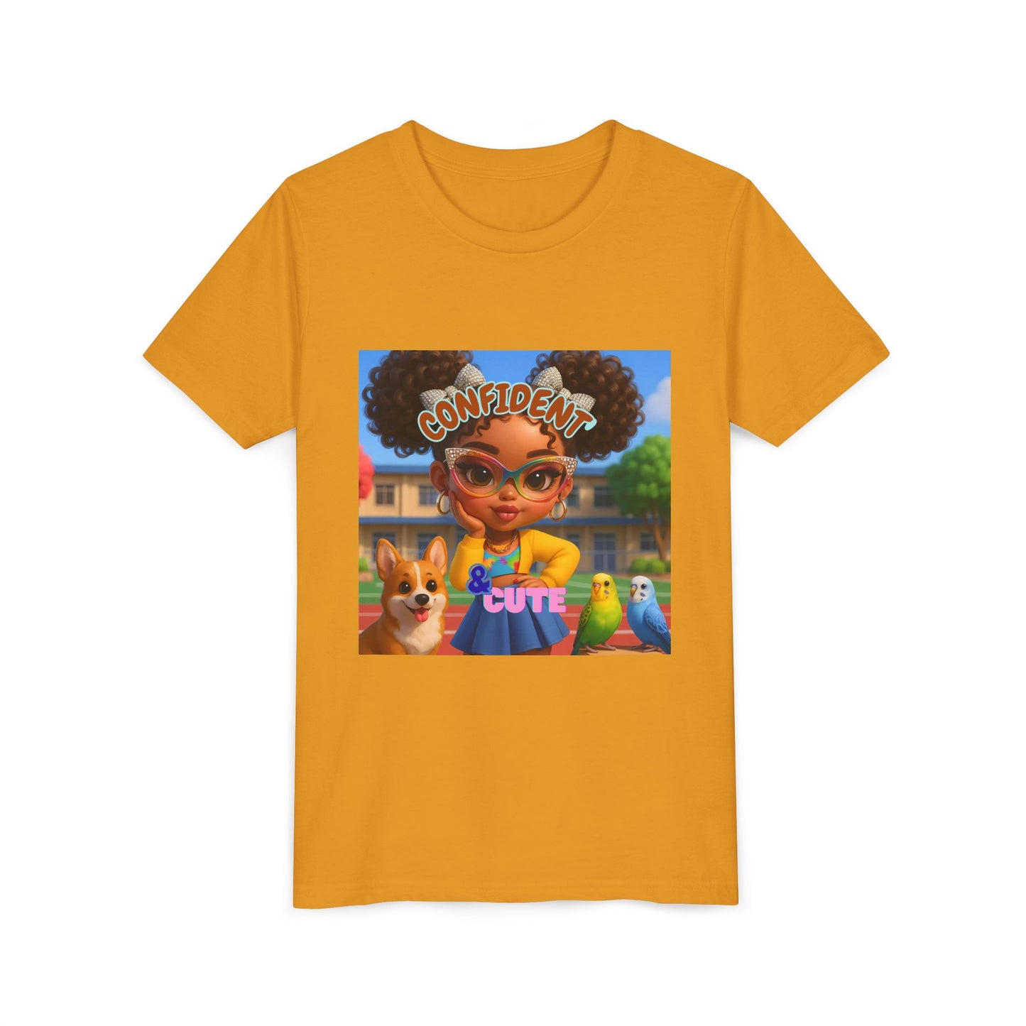 Confident & Cute Youth Tee - Fun Graphic Tee for Kids, Stylish Short Sleeve Shirt, Birthday Gift, Everyday Wear, Summer Outfit