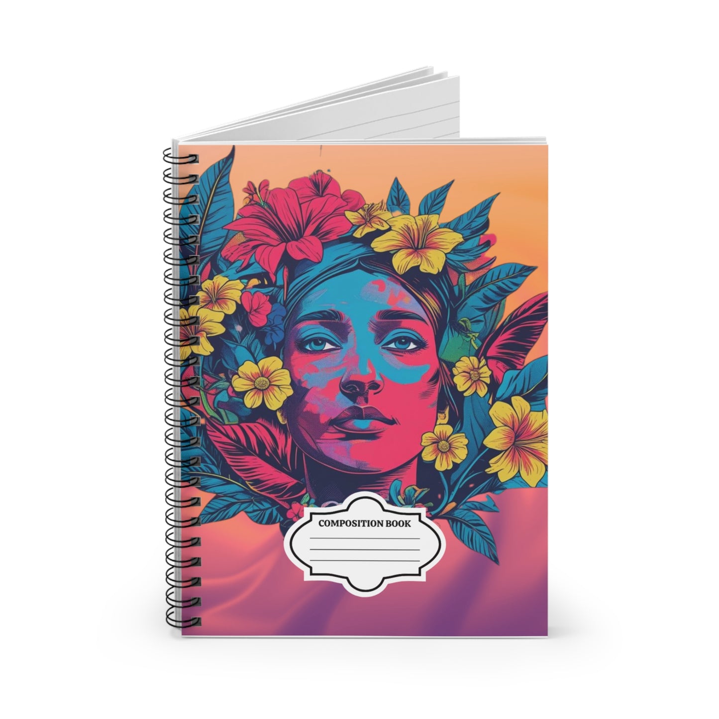 Pop-Art Floral Beauty Notebook, Cute Journal for Notes, Artistic Composition Book, School Supplies, Gift for Pop-Art Lovers