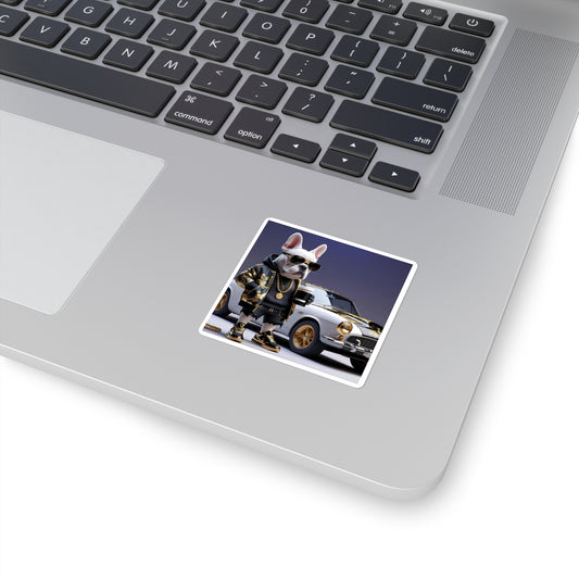 Cool Frenchie Square Stickers - Fun Pet Decor, Laptop Stickers, Dog Lover Gift, Unique Room Decor, Animal Art