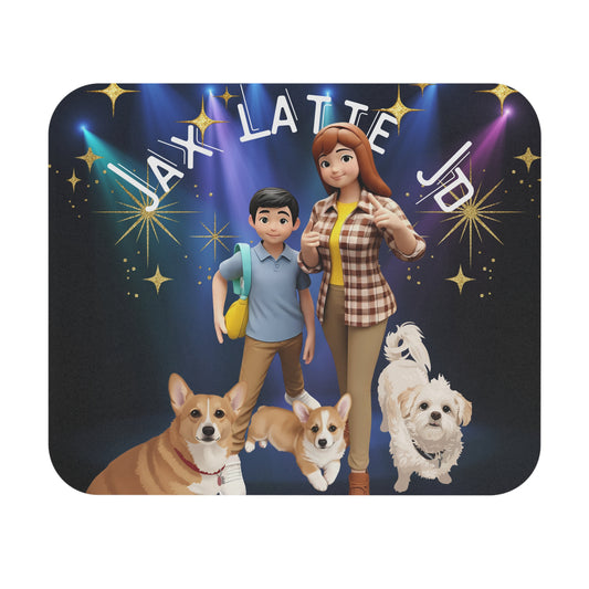 Jax Latte JD Family & Pets Mouse Pad - Cozy Cartoon Design, Rectangle Mousepad, Desk Accessory, Office Decor, Personalized Gift, Custom