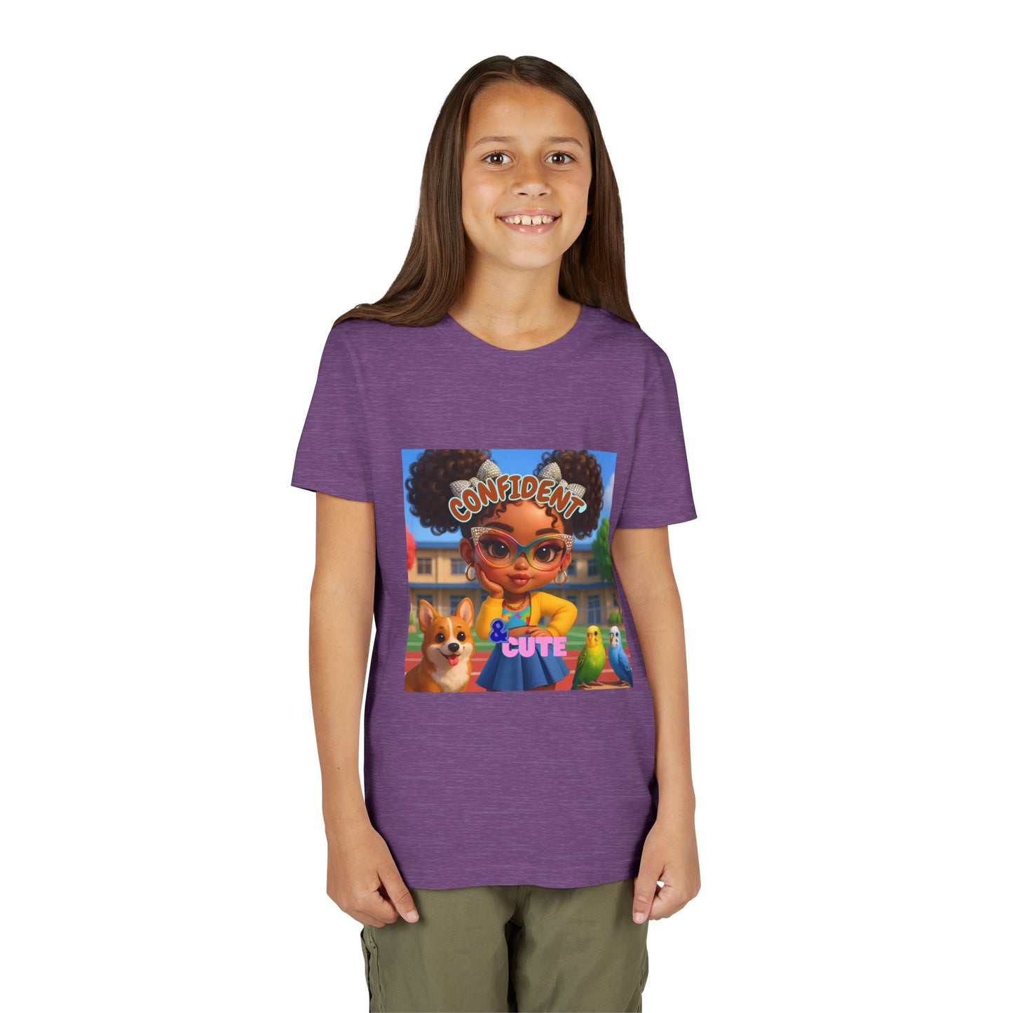 Confident & Cute Youth Tee - Fun Graphic Tee for Kids, Stylish Short Sleeve Shirt, Birthday Gift, Everyday Wear, Summer Outfit