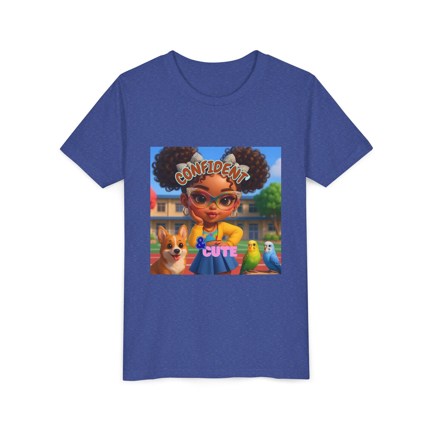 Confident & Cute Youth Tee - Fun Graphic Tee for Kids, Stylish Short Sleeve Shirt, Birthday Gift, Everyday Wear, Summer Outfit