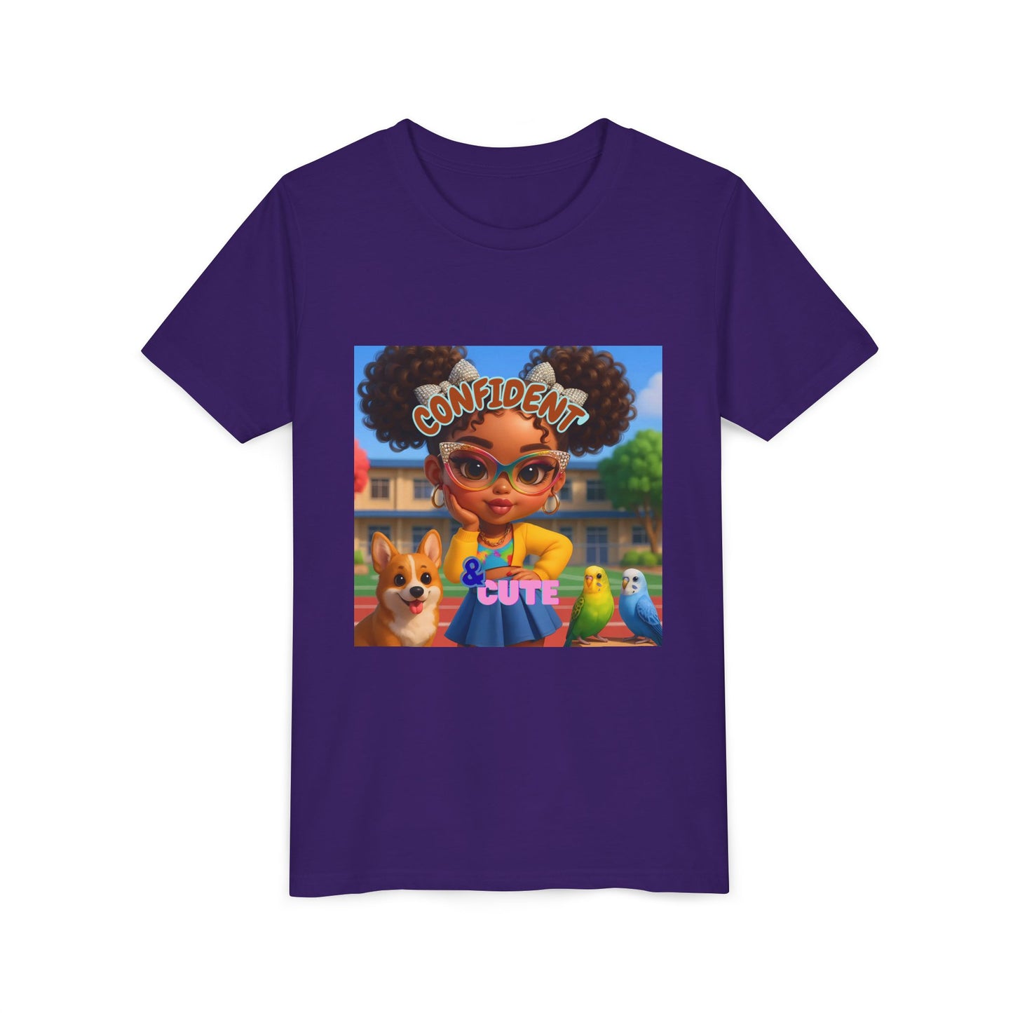Confident & Cute Youth Tee - Fun Graphic Tee for Kids, Stylish Short Sleeve Shirt, Birthday Gift, Everyday Wear, Summer Outfit