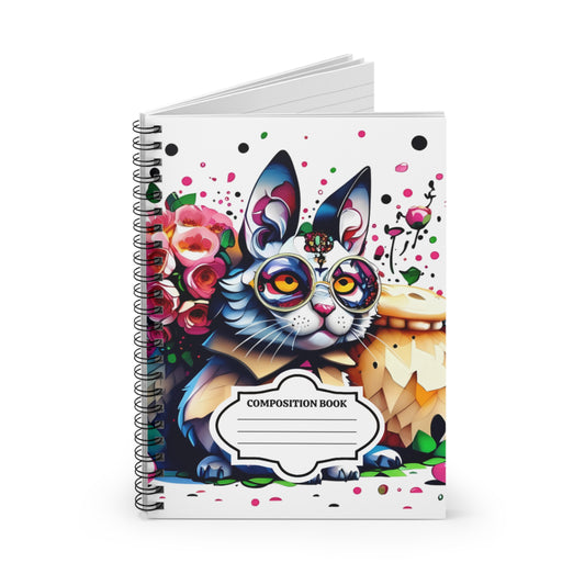 Colorful Cat Spiral Notebook, Cute Journal for Notes, Artistic Composition Book, School Supplies, Gift for Cat Lovers