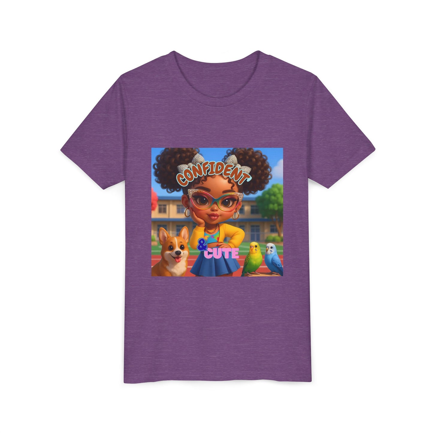 Confident & Cute Youth Tee - Fun Graphic Tee for Kids, Stylish Short Sleeve Shirt, Birthday Gift, Everyday Wear, Summer Outfit