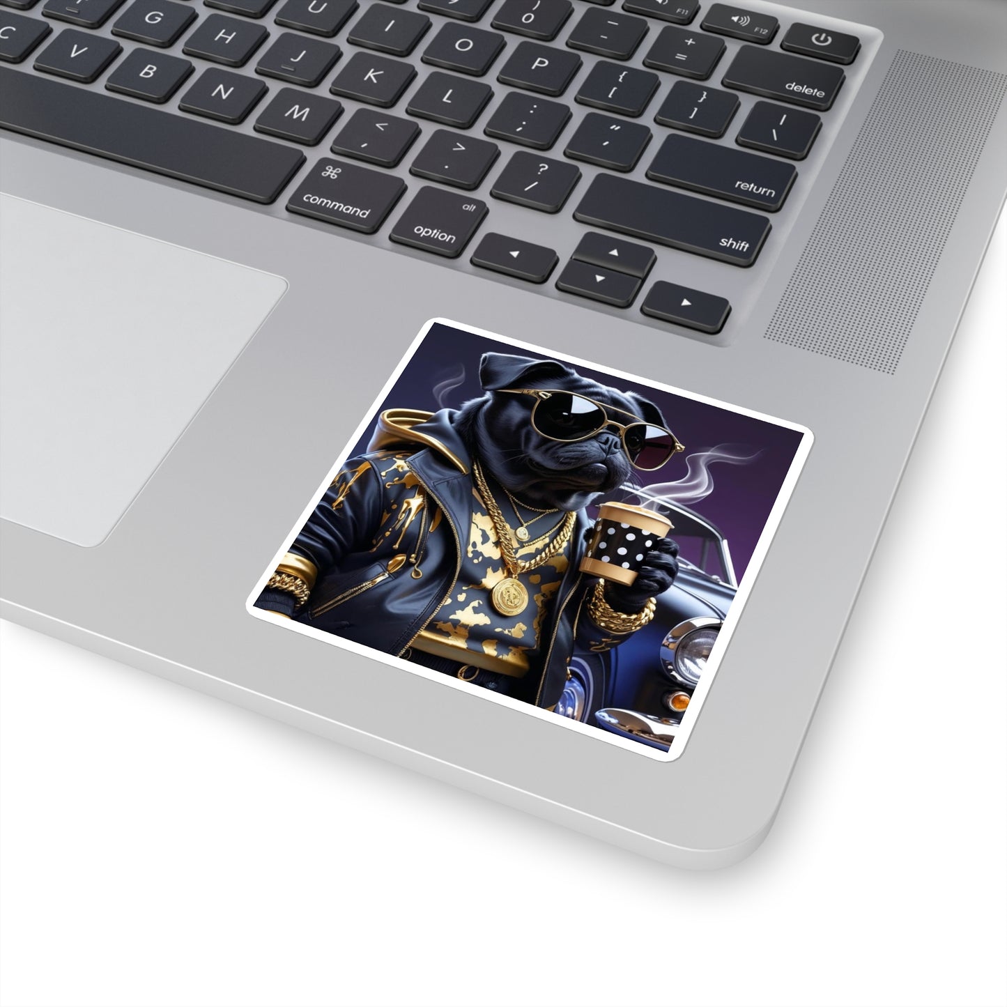 Cool Pug Square Stickers - Fun Pet Decor, Laptop Stickers, Dog Lover Gift, Unique Room Decor, Animal Art