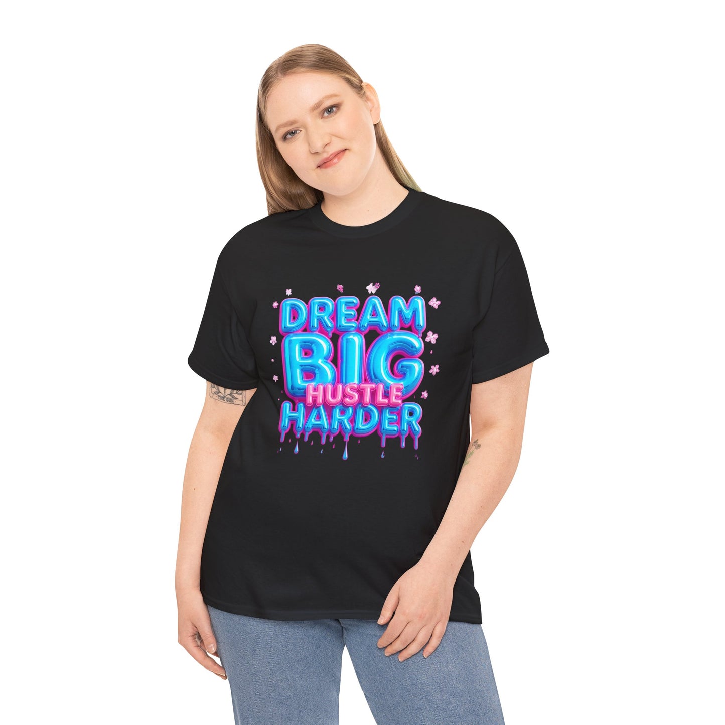 Dream Big Hustle Harder Tee, Motivational Shirt, Unisex Cotton T-Shirt, Gift for Entrepreneurs, Inspirational Wear, Everyday Comfort